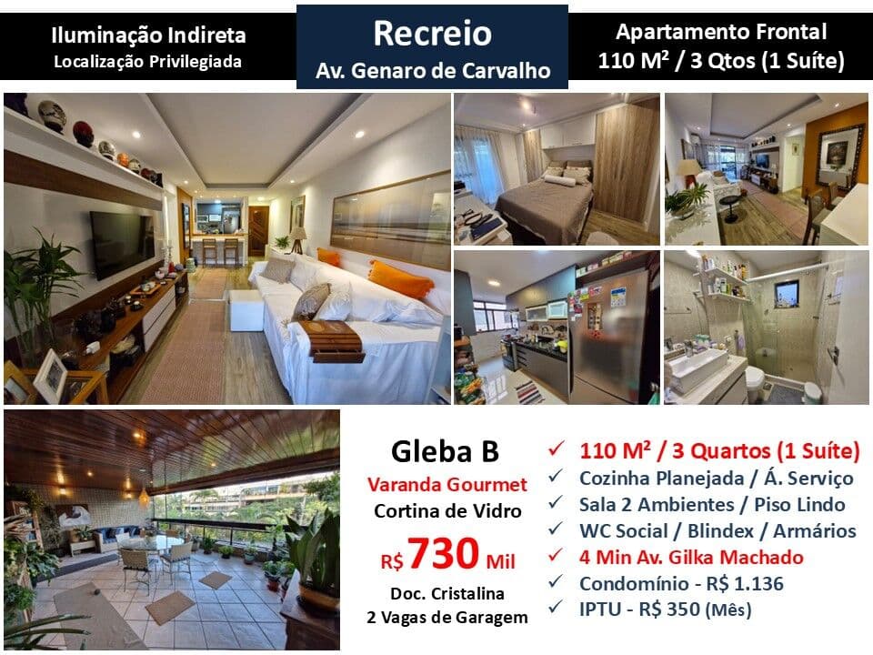 Apto Recreio Gleba B Genaro de Carvalho 110M²