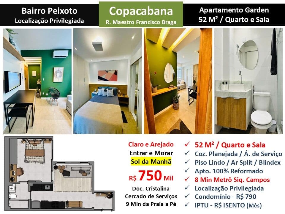 Apto Copacabana Maestro Francisco Braga 52M² Garden