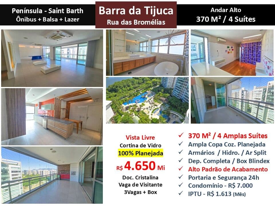 Apto Barra da Tijuca Peninsula Saint Barth 370M²