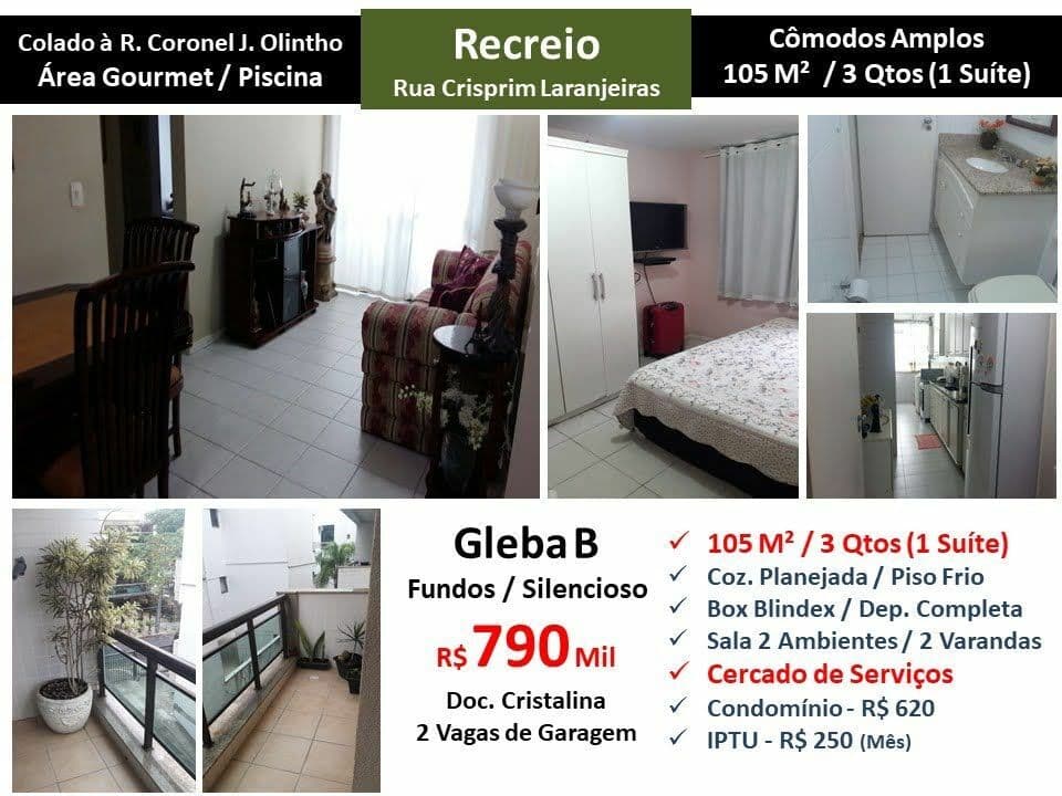Apto Recreio Gleba B Crispim Laranjeiras 105M²