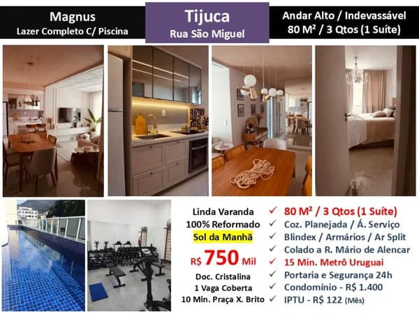 Apto Tijuca São Miguel Magnus 80M²