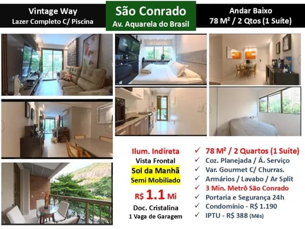 Apto São Conrado Vintage Way 78M²
