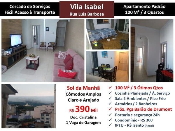 Apto Vila Isabel Luis Barbosa 100M²