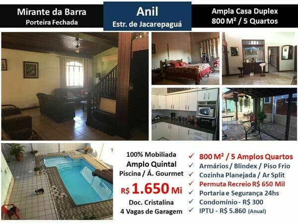 Casa JPA Anil Mirante da Barra 800M²