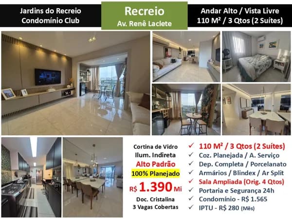 Apto Recreio Jardins do Recreio 110M²