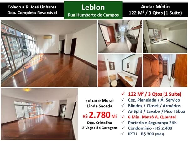 Apto Leblon Humberto de Campos 122M²