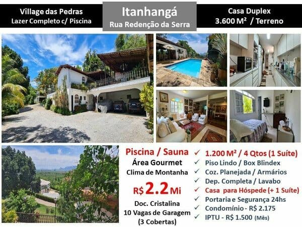 Casa Barra da Tijuca Itanhangá Village das Pedras 1200M²