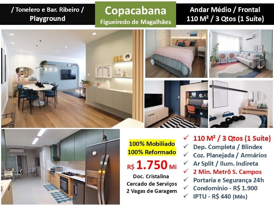 Apto Copacabana Fig. Magalhães 110M² 2