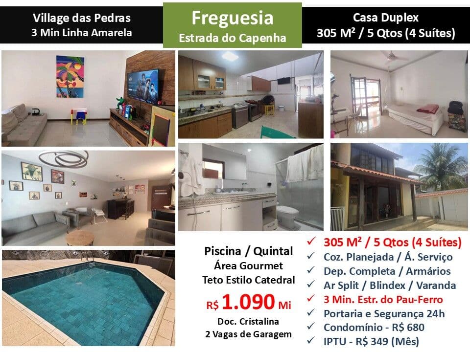 Casa JPA Freguesia Village das Pedras 305M²
