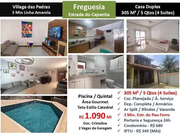 Casa JPA Freguesia Village das Pedras 305M²