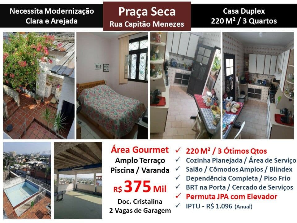 Casa JPA Praça Seca Capitão Menezes 220M²