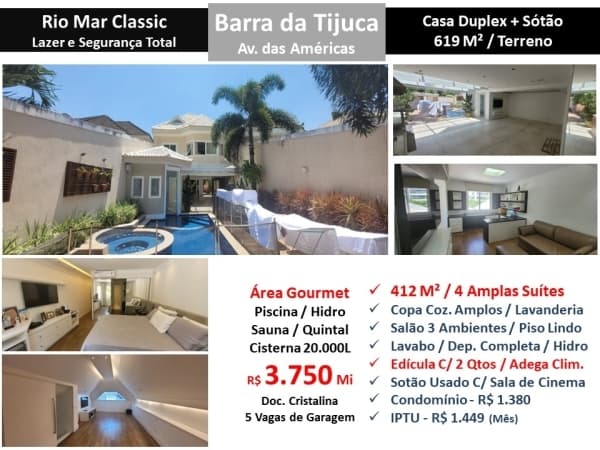 Casa Barra da Tijuca Rio Mar 412M²