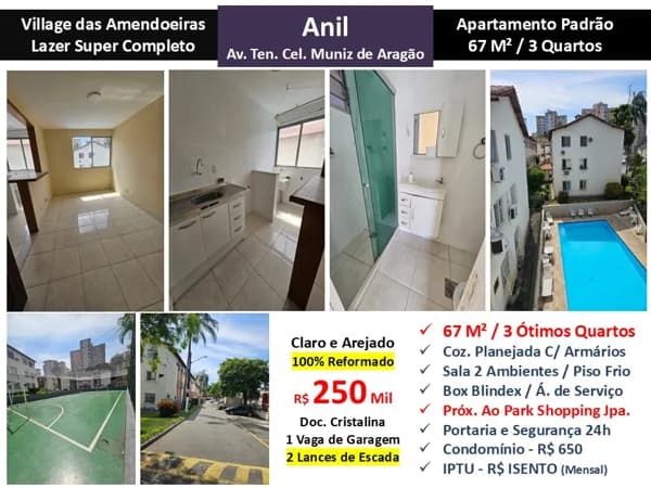 Apto JPA Anil Village das Amendoeiras 67M²