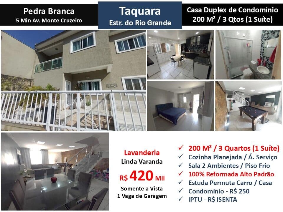 Casa JPA Taquara Pedra Branca 200M²
