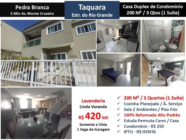 Casa JPA Taquara Pedra Branca 200M²