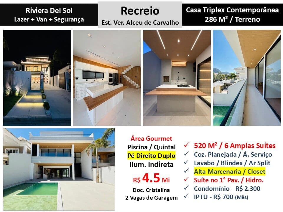 Casa Recreio Riviera Del Sol 520M²