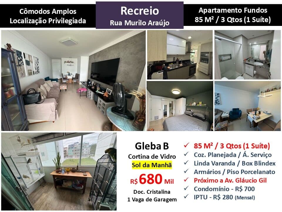 Apto Recreio Gleba B Murilo de Araujo 85M²