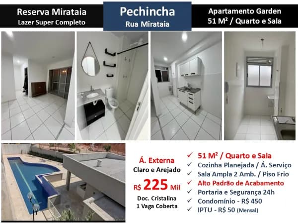 Apto JPA Pechincha Reserva Mirataia 51M² Garden