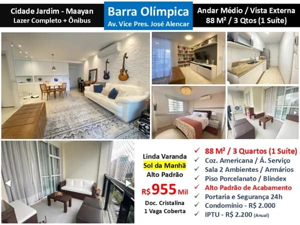 Apto Barra da Tijuca Cidade Jardim Maayan 88M²