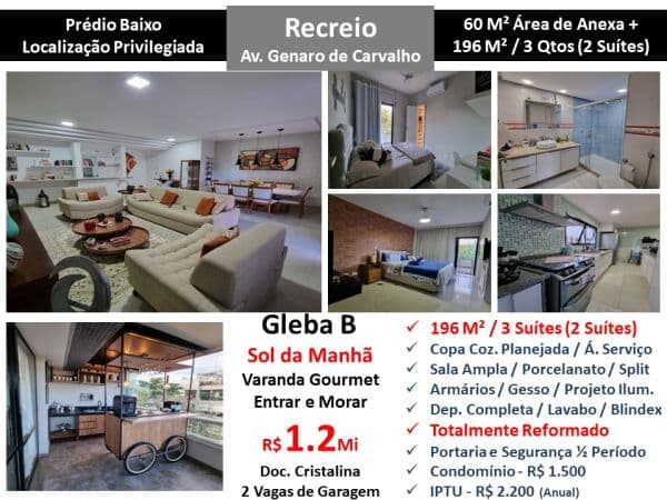 Apto Recreio Gleba A Genaro de Carvalho 196M²
