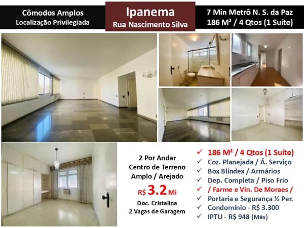 Apto Ipanema Nascimento Silva 186M²