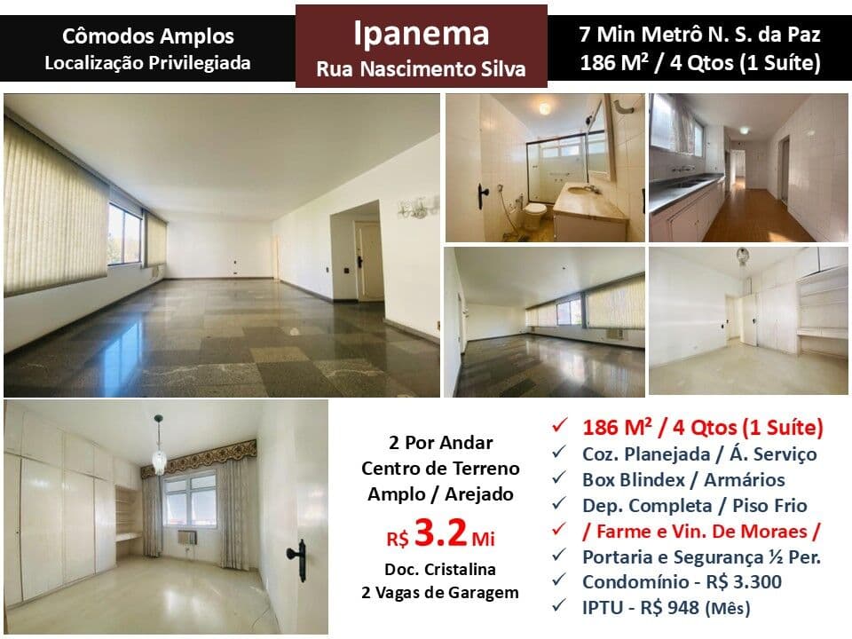 Apto Ipanema Nascimento Silva 186M²