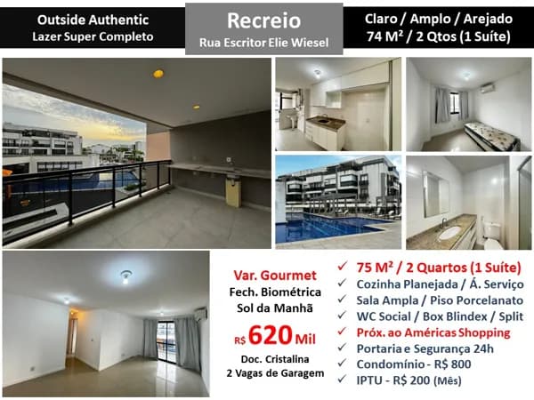 Apto Recreio Zico Outside 74M² 2