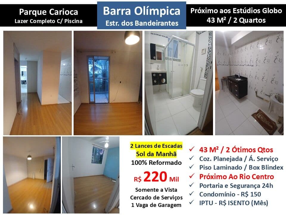 Apto Barra Olímpica Parque Carioca 43M²