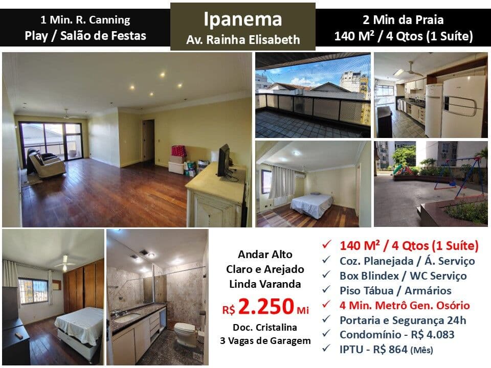 Apto Ipanema Rainha Elisabeth 140M² 2
