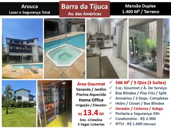 Casa Barra da Tijuca Arouca 566M²