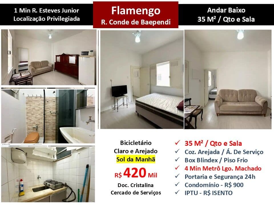 Apto Flamengo Conde de Baependi 35M² 2