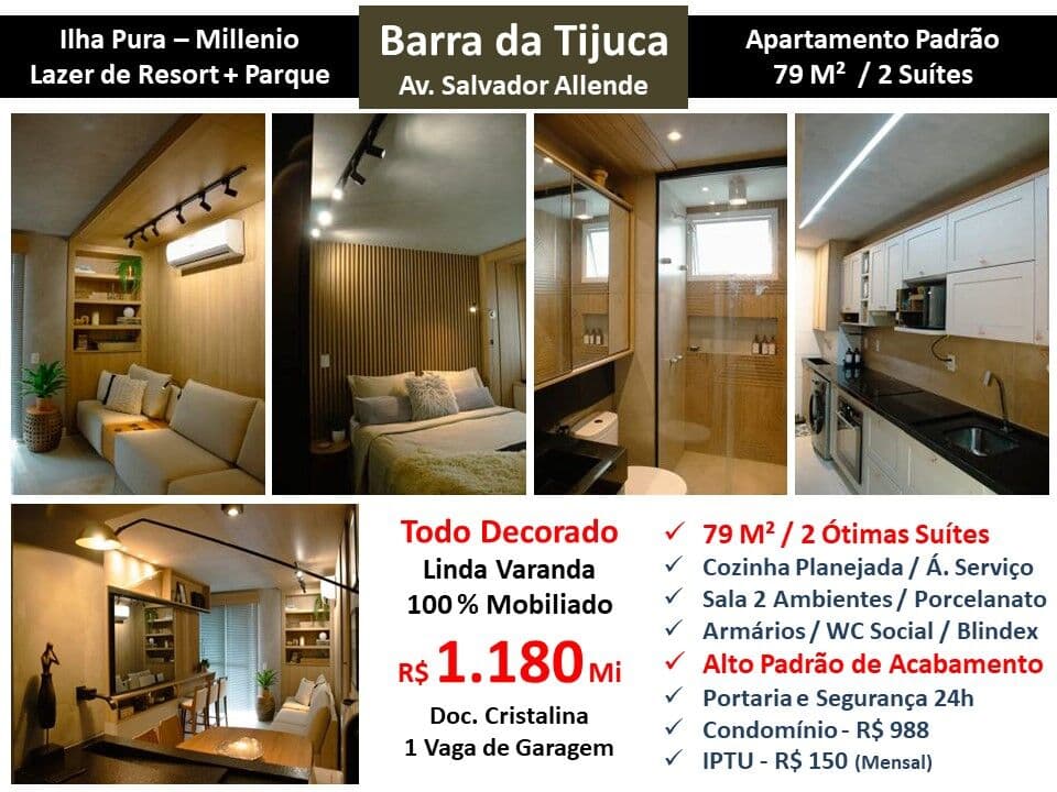 Apto Barra da Tijuca Camorim Ilha Pura Milenio 79M²