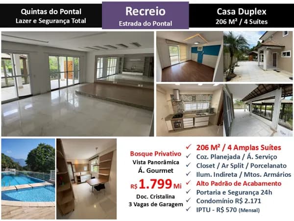 Casa Recreio Quintas do Pontal 206M²