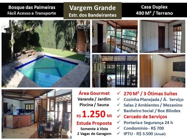 Casa Vargem Grande Bosque das Palmeiras 270M²