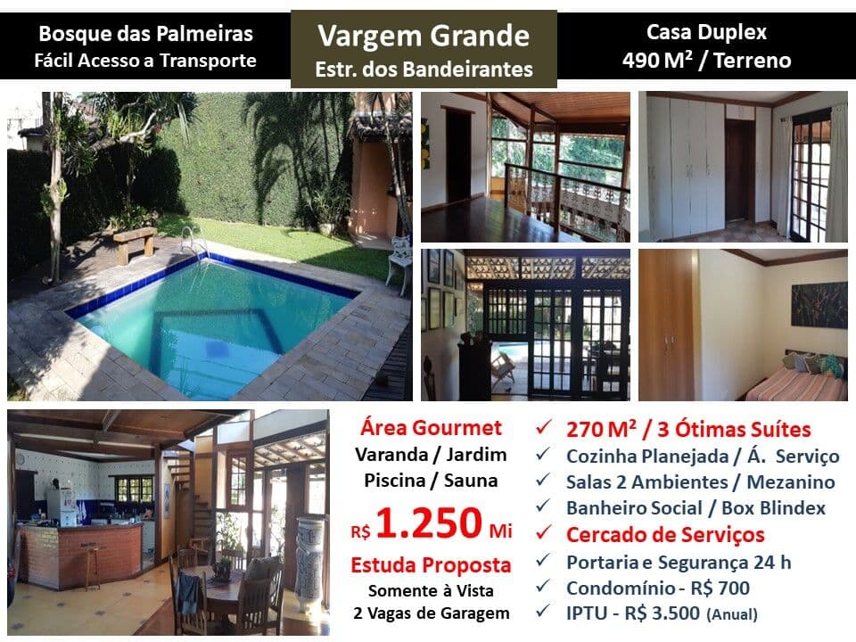Casa Vargem Grande Bosque das Palmeiras 270M²