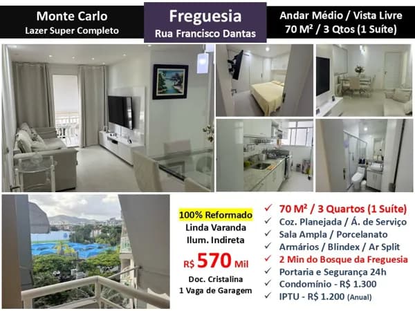 Apto JPA Freguesia Monte Carlo 70M²