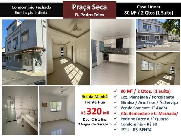 Casa JPA Praça Seca Pedro Téles 80M² Linear