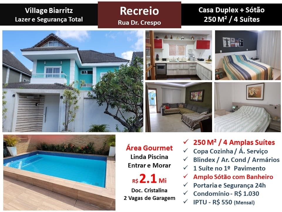 Casa Recreio Zico Village Biarritz 250M²