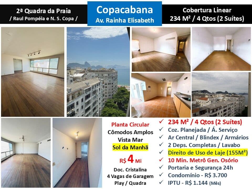 Cob Copacabana Rainha Elizabeth 234M² Linear