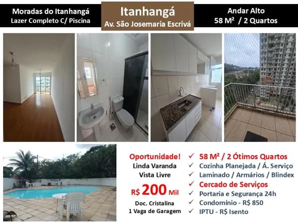 Apto Barra da Tijuca Itanhangá Moradas do Itanhangá 58M² 3