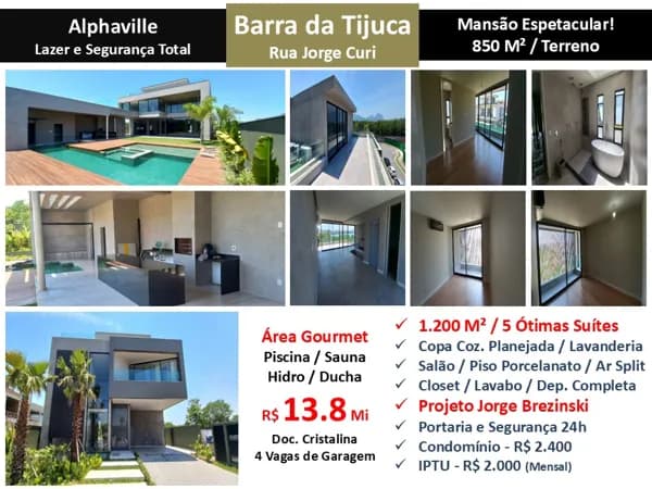Casa Barra da Tijuca Alphavile 1200M²