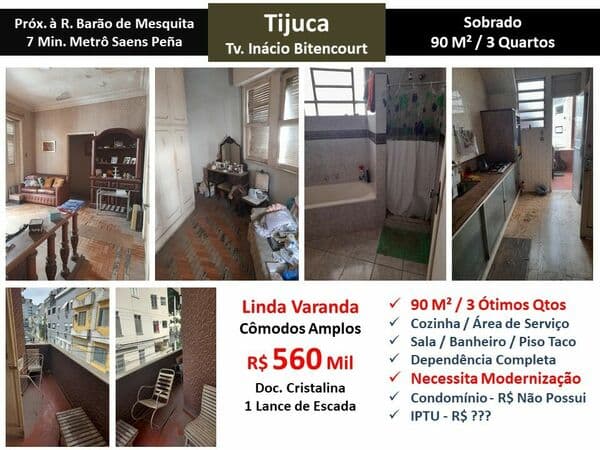 Apto Tijuca Tv. Inacio Bitencourt 90M²