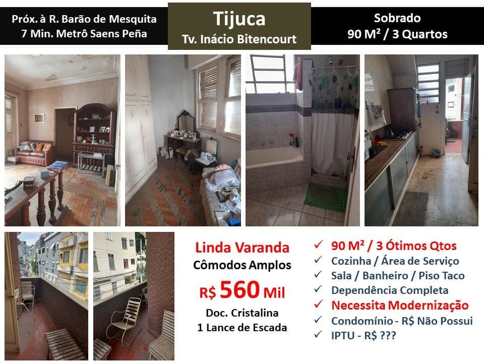 Apto Tijuca Tv. Inacio Bitencourt 90M²