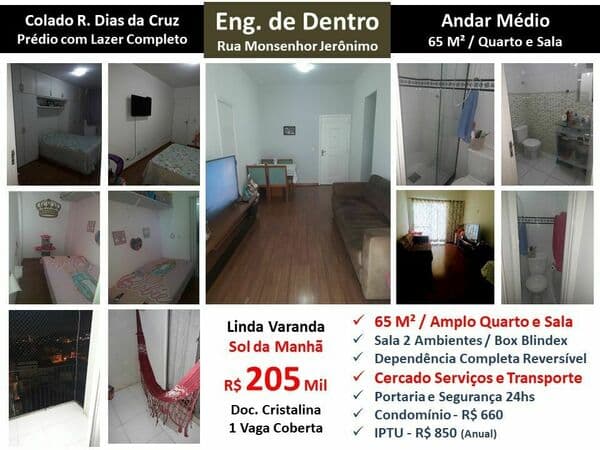 Apto Eng. Dentro Monsenhor Jerônimo 65M²