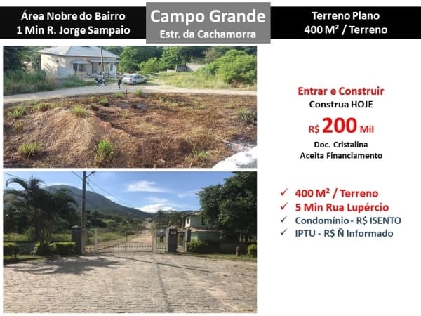 Terreno Campo Grande Cachamorra 400M²