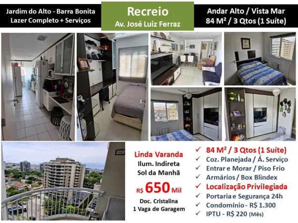 Apto Recreio Barra Bonita Jardim do Alto 84M²