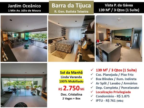 Apto Barra da Tijuca JO Batista Teixeira 139M²