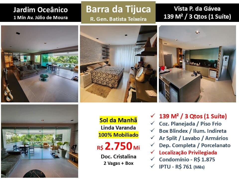 Apto Barra da Tijuca JO Batista Teixeira 139M²