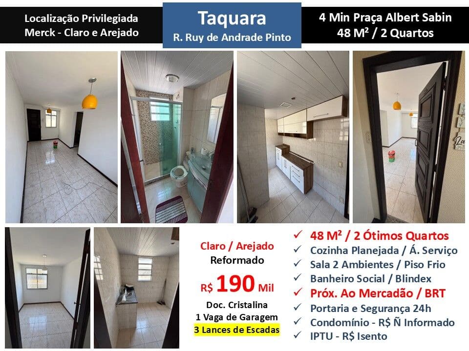 Apto JPA Taquara Ruy de Andrade Pinto Merck 48M²
