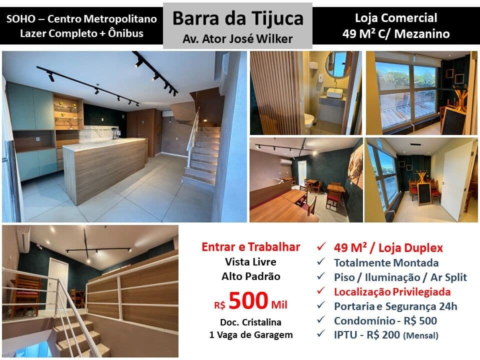 Loja Barra da Tijuca Centro Metropolitano Soho 49M²